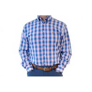 NEW SOUTHERN CASANOVA snapper check button down in blue